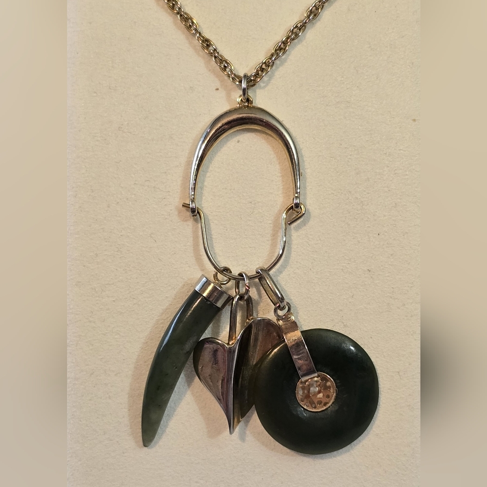 Vintage Necklace With Jade Charms